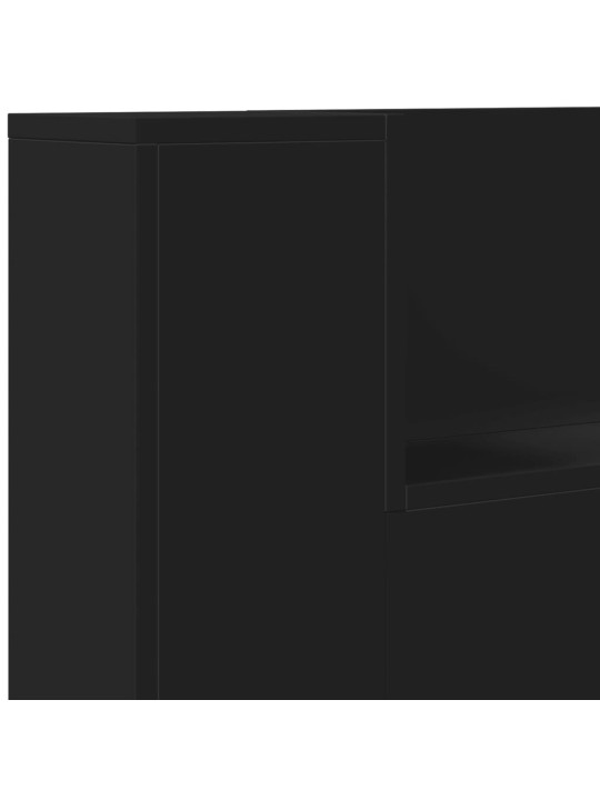 Čelo postele s úložným prostorem a LED černé 180x16,5x103,5 cm