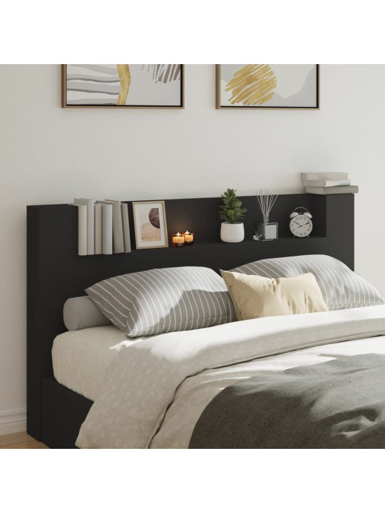 Čelo postele s úložným prostorem a LED černé 180x16,5x103,5 cm