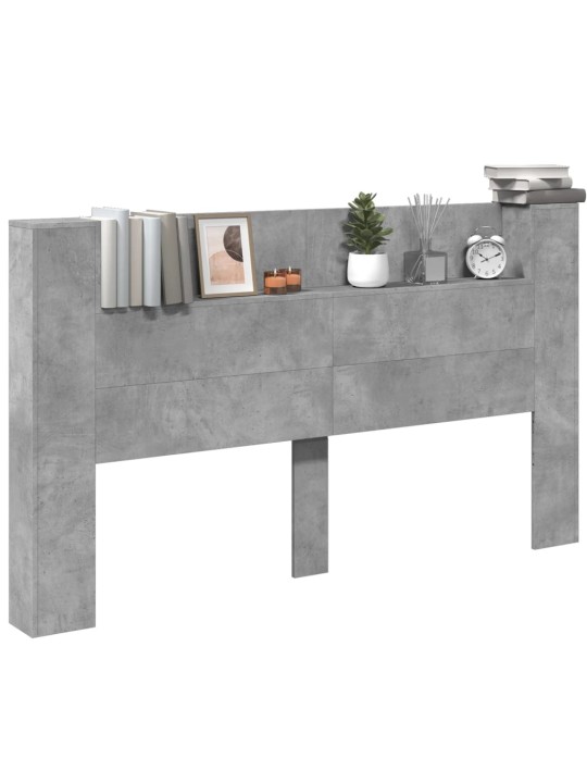 Čelo postele úložný prostor LED betonově šedé 180x16,5x103,5 cm