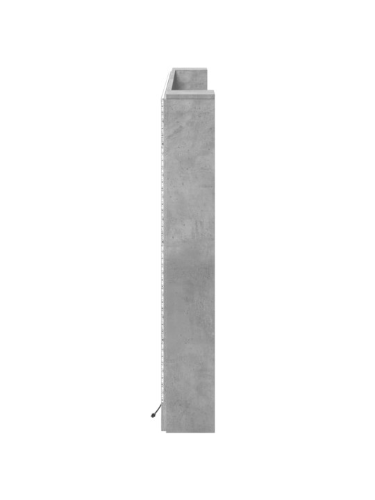 Čelo postele úložný prostor LED betonově šedé 180x16,5x103,5 cm