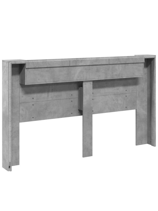 Čelo postele úložný prostor LED betonově šedé 180x16,5x103,5 cm