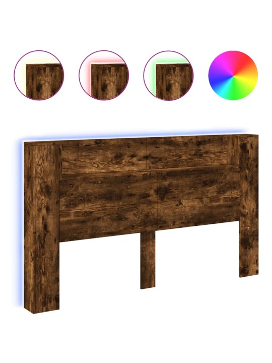 Čelo postele úložný prostor a led kouřový dub 180x16,5x103,5 cm