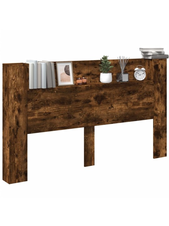 Čelo postele úložný prostor a led kouřový dub 180x16,5x103,5 cm