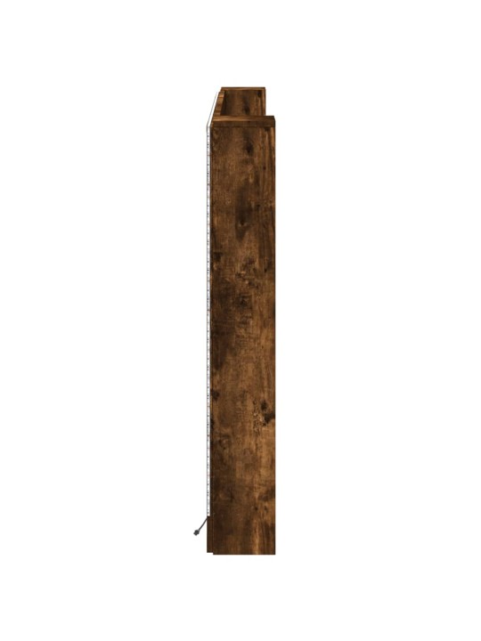 Čelo postele úložný prostor a led kouřový dub 180x16,5x103,5 cm