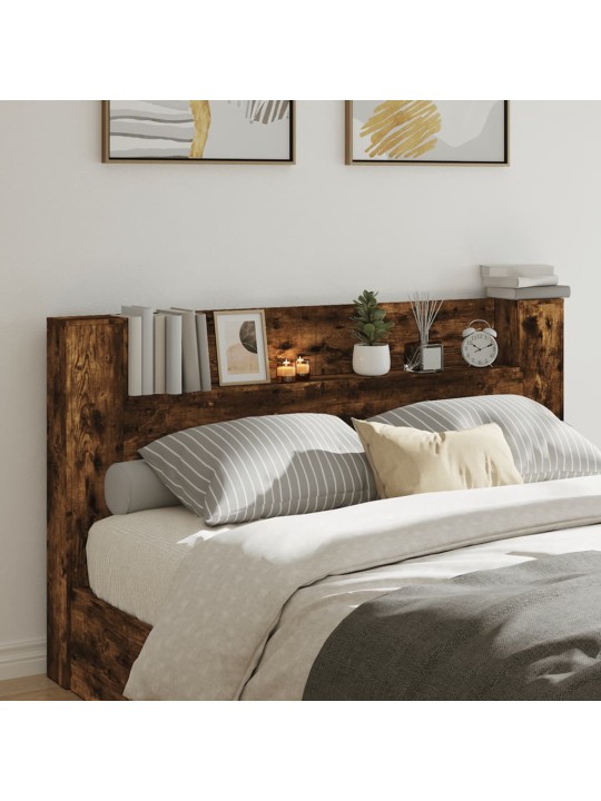 Čelo postele úložný prostor a led kouřový dub 180x16,5x103,5 cm