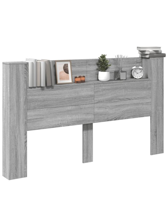Čelo postele úložný prostor a led šedé sonoma 180x16,5x103,5 cm