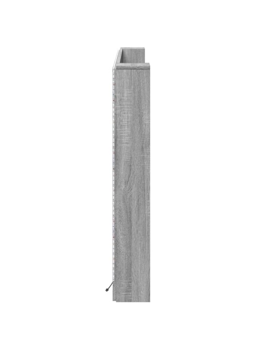 Čelo postele úložný prostor a led šedé sonoma 180x16,5x103,5 cm