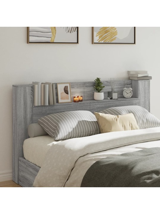 Čelo postele úložný prostor a led šedé sonoma 180x16,5x103,5 cm