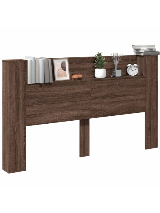 Čelo postele úložný prostor a led hnědý dub 180x16,5x103,5 cm