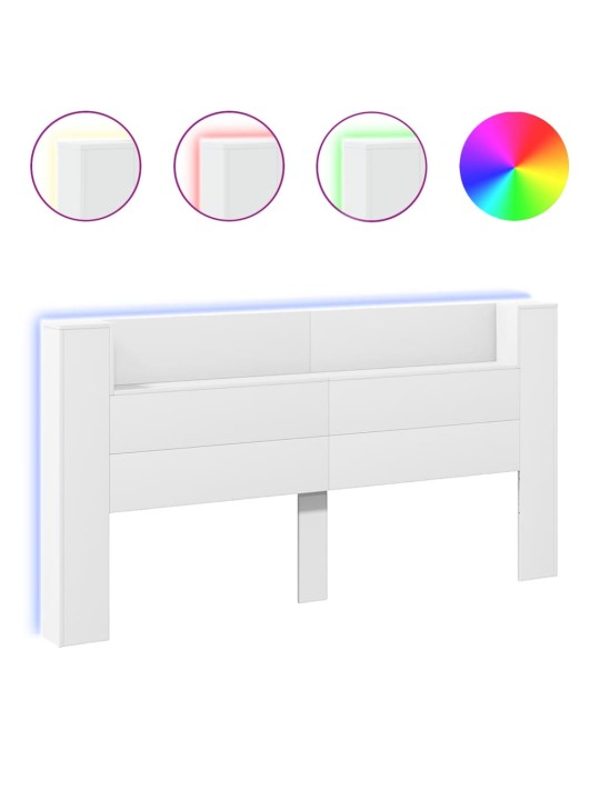 Čelo postele s úložným prostorem a LED bílé 200x16,5x103,5 cm