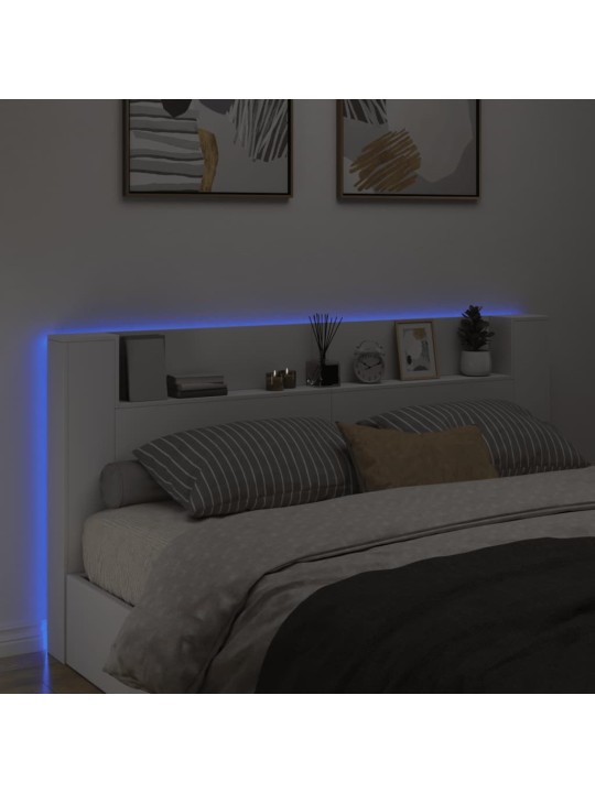 Čelo postele s úložným prostorem a LED bílé 200x16,5x103,5 cm