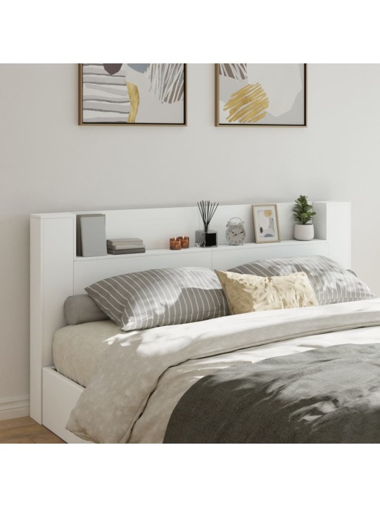 Čelo postele s úložným prostorem a LED bílé 200x16,5x103,5 cm