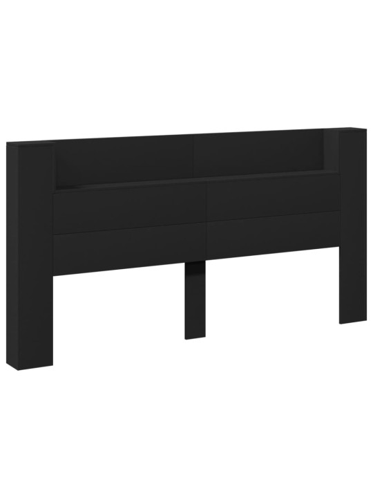 Čelo postele s úložným prostorem a LED černé 200x16,5x103,5 cm