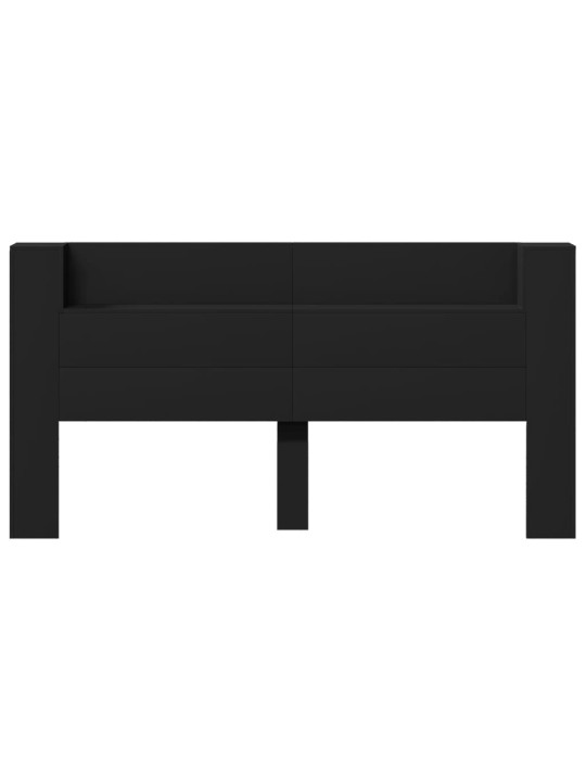 Čelo postele s úložným prostorem a LED černé 200x16,5x103,5 cm