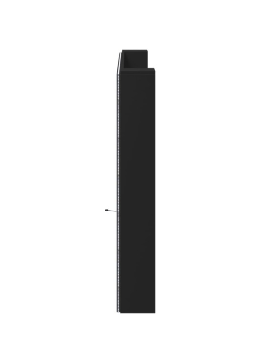 Čelo postele s úložným prostorem a LED černé 200x16,5x103,5 cm