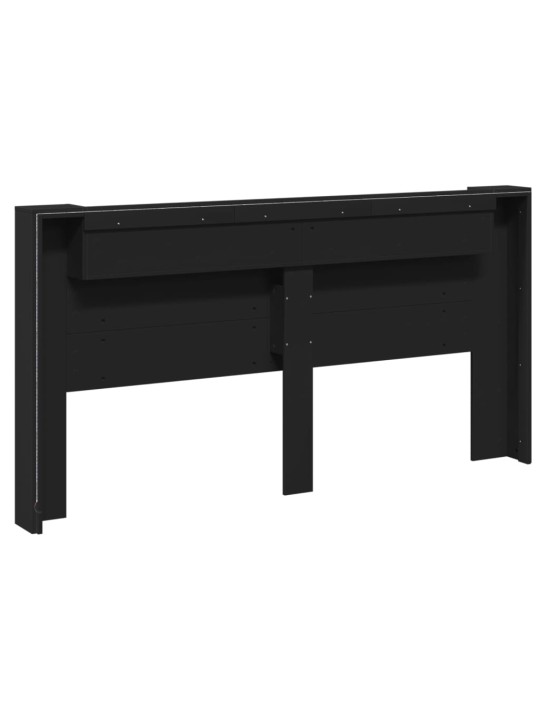 Čelo postele s úložným prostorem a LED černé 200x16,5x103,5 cm