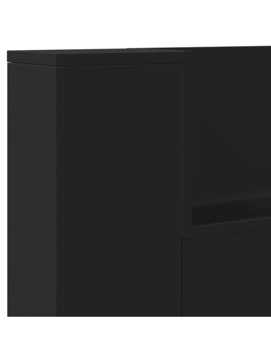 Čelo postele s úložným prostorem a LED černé 200x16,5x103,5 cm