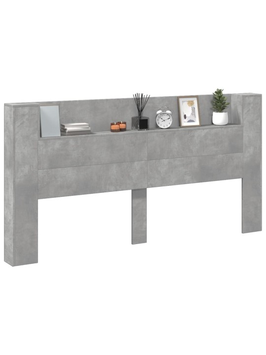 Čelo postele úložný prostor LED betonově šedé 200x16,5x103,5 cm