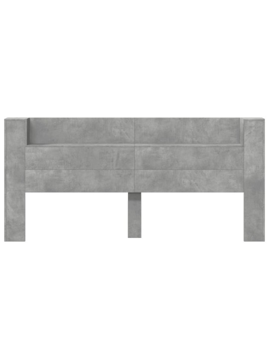 Čelo postele úložný prostor LED betonově šedé 200x16,5x103,5 cm