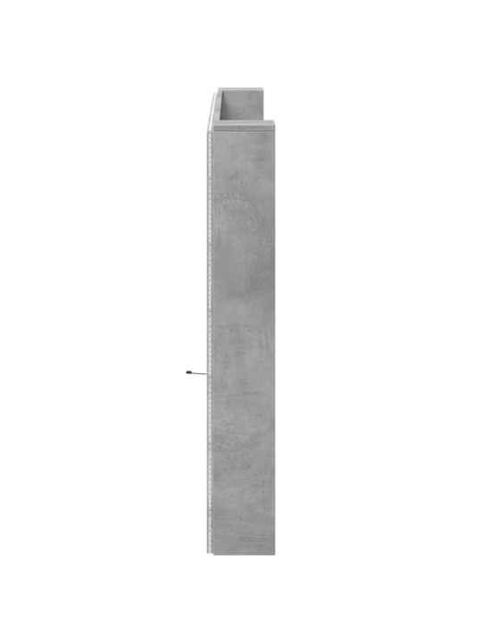 Čelo postele úložný prostor LED betonově šedé 200x16,5x103,5 cm