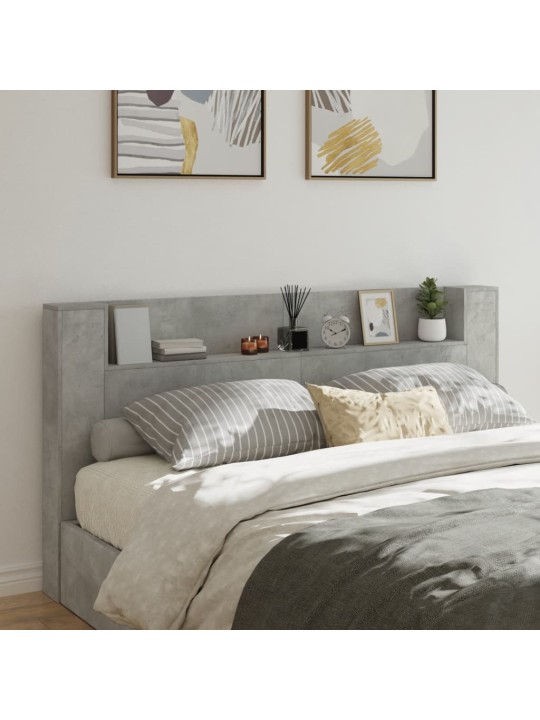 Čelo postele úložný prostor LED betonově šedé 200x16,5x103,5 cm