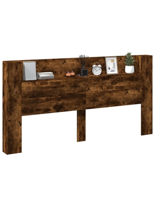 Čelo postele úložný prostor a led kouřový dub 200x16,5x103,5 cm