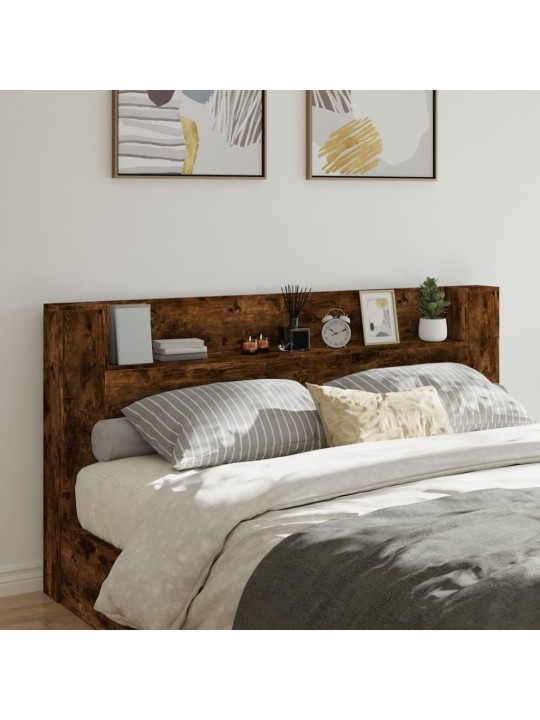 Čelo postele úložný prostor a led kouřový dub 200x16,5x103,5 cm