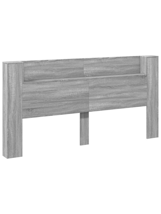 Čelo postele úložný prostor a led šedé sonoma 200x16,5x103,5 cm