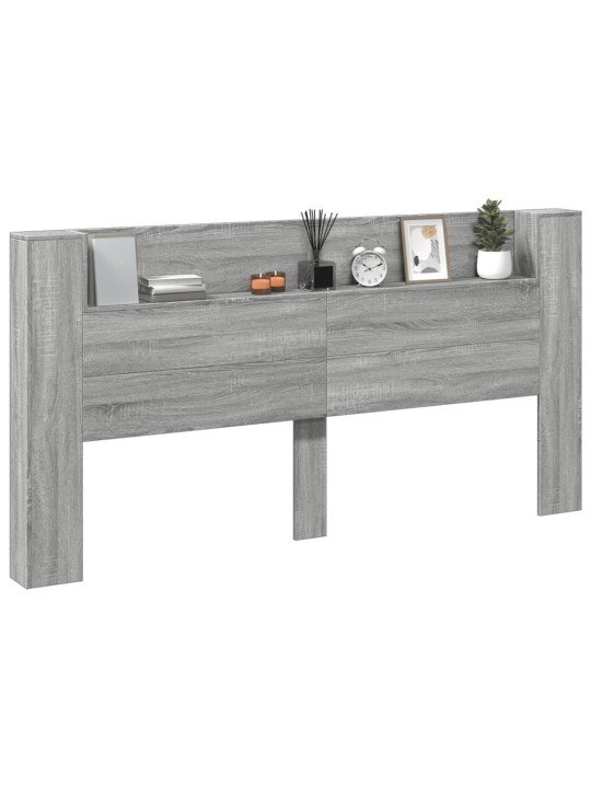 Čelo postele úložný prostor a led šedé sonoma 200x16,5x103,5 cm