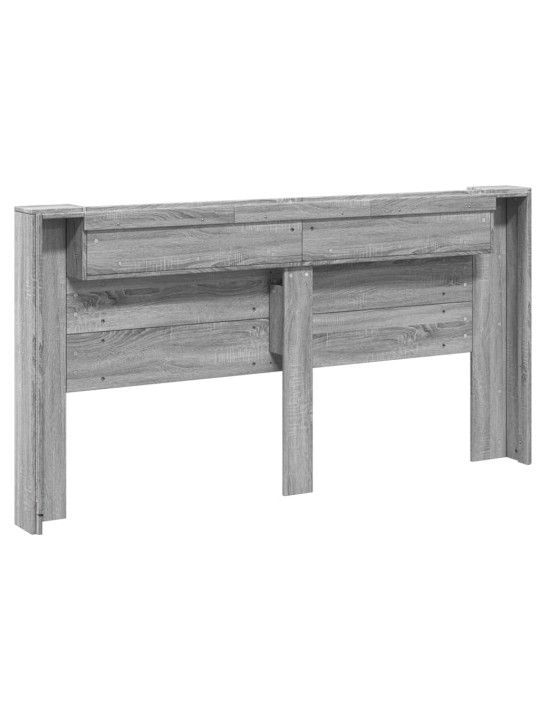 Čelo postele úložný prostor a led šedé sonoma 200x16,5x103,5 cm