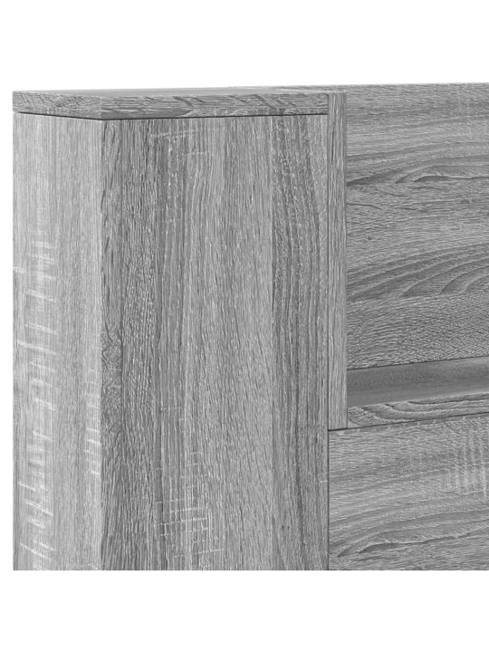 Čelo postele úložný prostor a led šedé sonoma 200x16,5x103,5 cm