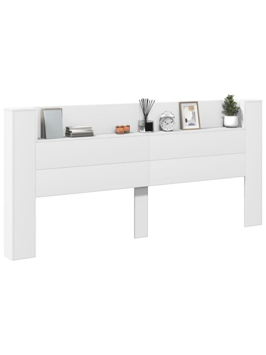 Čelo postele s úložným prostorem a LED bílé 220x16,5x103,5 cm