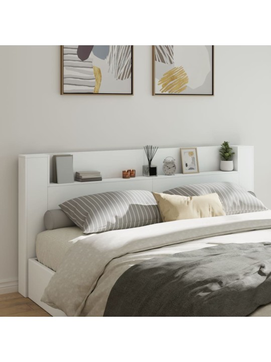Čelo postele s úložným prostorem a LED bílé 220x16,5x103,5 cm