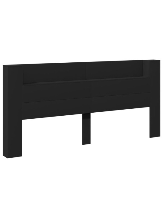 Čelo postele s úložným prostorem a LED černé 220x16,5x103,5 cm