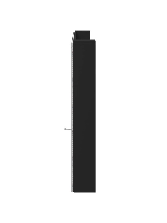 Čelo postele s úložným prostorem a LED černé 220x16,5x103,5 cm