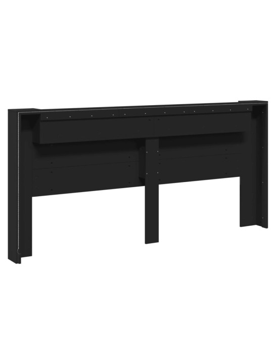 Čelo postele s úložným prostorem a LED černé 220x16,5x103,5 cm