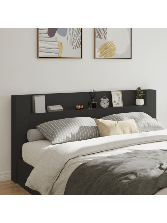 Čelo postele s úložným prostorem a LED černé 220x16,5x103,5 cm