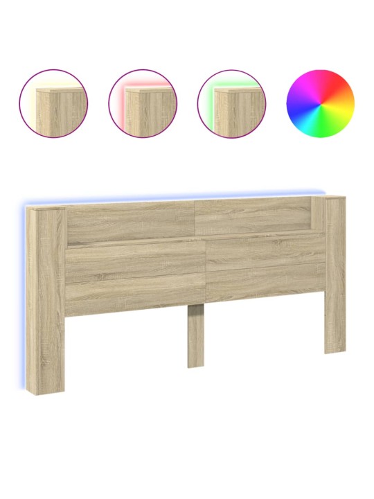 Čelo postele úložný prostor a LED dub sonoma 220x16,5x103,5 cm