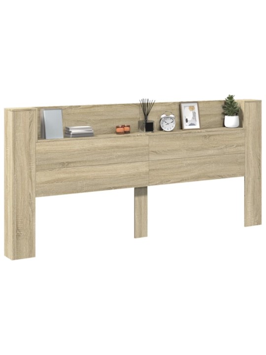 Čelo postele úložný prostor a LED dub sonoma 220x16,5x103,5 cm
