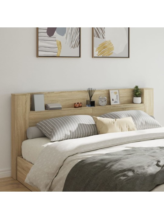 Čelo postele úložný prostor a LED dub sonoma 220x16,5x103,5 cm