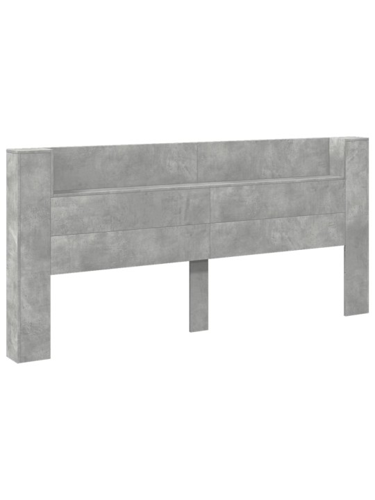 Čelo postele úložný prostor LED betonově šedé 220x16,5x103,5 cm