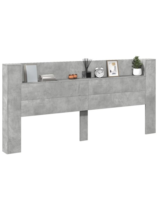 Čelo postele úložný prostor LED betonově šedé 220x16,5x103,5 cm