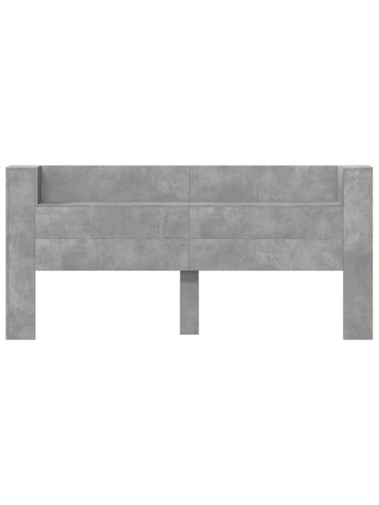 Čelo postele úložný prostor LED betonově šedé 220x16,5x103,5 cm