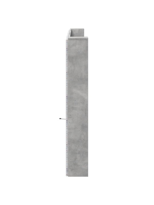 Čelo postele úložný prostor LED betonově šedé 220x16,5x103,5 cm