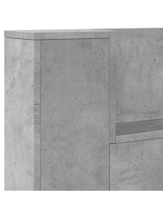 Čelo postele úložný prostor LED betonově šedé 220x16,5x103,5 cm