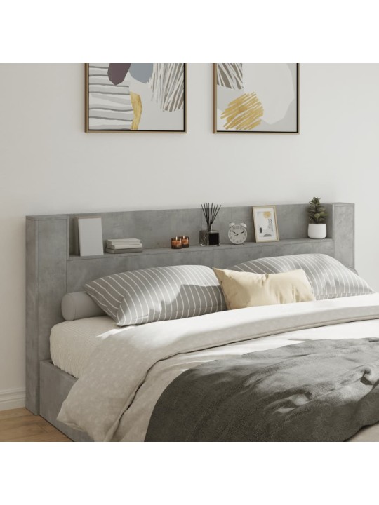 Čelo postele úložný prostor LED betonově šedé 220x16,5x103,5 cm
