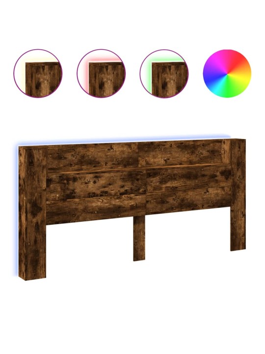 Čelo postele úložný prostor a led kouřový dub 220x16,5x103,5 cm