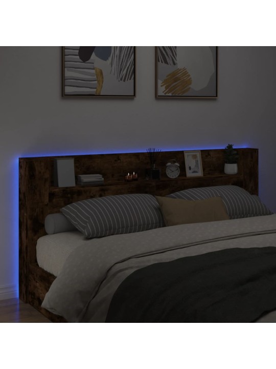 Čelo postele úložný prostor a led kouřový dub 220x16,5x103,5 cm