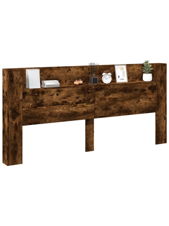 Čelo postele úložný prostor a led kouřový dub 220x16,5x103,5 cm