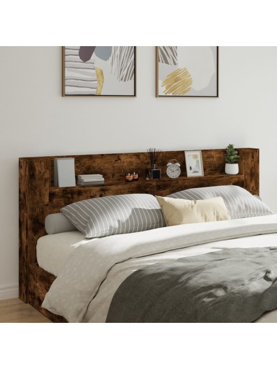 Čelo postele úložný prostor a led kouřový dub 220x16,5x103,5 cm